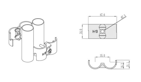 H-13 Lean Pipe Connector 28mm Lean Pipe Component For Workbench
