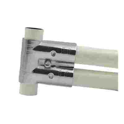 HJ-14 Sambungan Pipa Logam Bulat Berlapis Krom/Konektor/Konektor Pipa 3 Arah untuk Lini Perakitan Sistem Pipa Lean